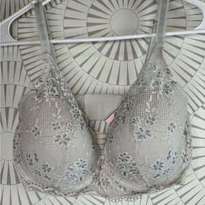 Victoria's Secret Gray Floral Lace Underwire Bra